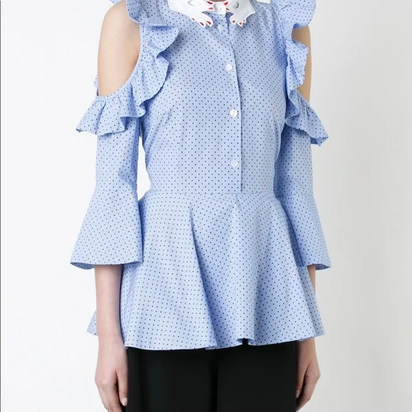 Vivetta classic hand collar peplum long sleeves shirt Italy - Picture 2 of 3